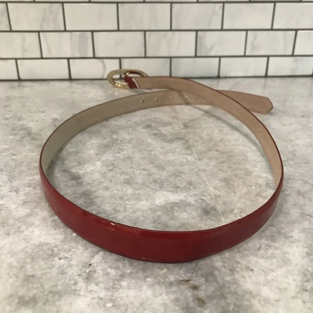 Red Belt Womens‎ Size XXL Faux Patent Leather Shiny MCM Classic Luxury Career